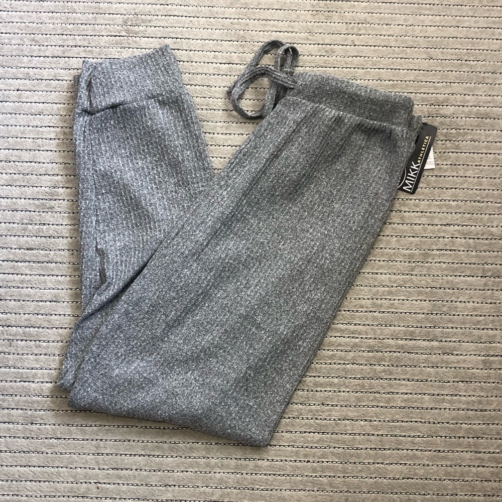 MINKPINK Grey Ribbed Jogger Pants